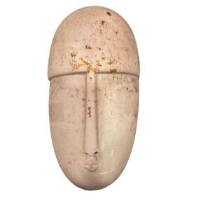 Vintage Hand‎ Carved Soap Stone Face Mask Sculpture Trinket Box Home Art Deco